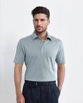 Rare Rabbit Men's Nark Dusky Green Cotton Textured Regular Fit Half Sleeve Polo