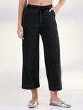 Women's Black Relaxed Fit Cropped Jeans