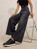 Women's Grey Denim High Rise Shaded Wide Leg Jeans