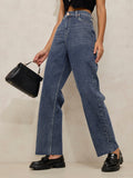Women's Blue High Waist Casual Straight Fit Jeans
