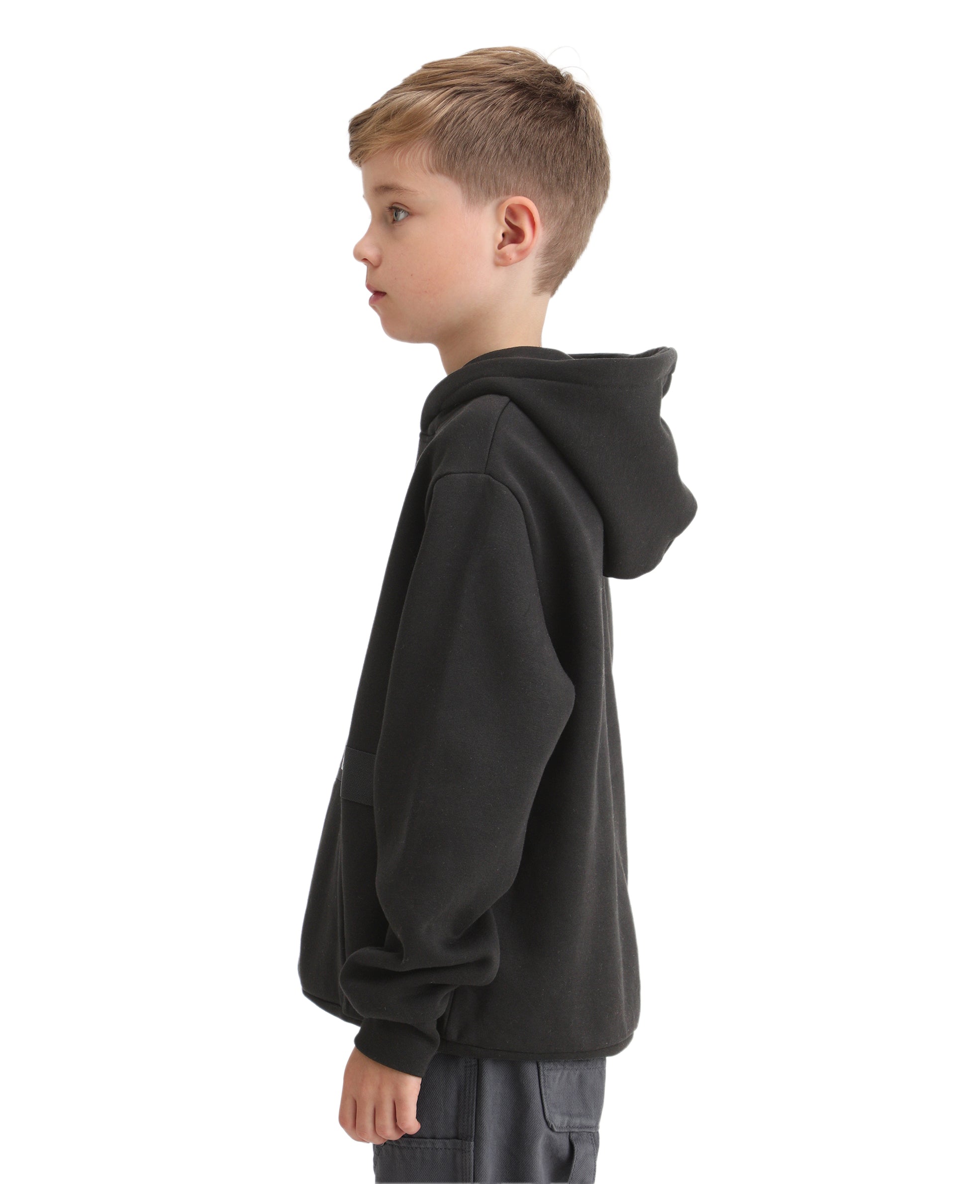 Rare Ones Kids Nexa-K Black Cotton Hooded Boxy Fit Sweatshirt