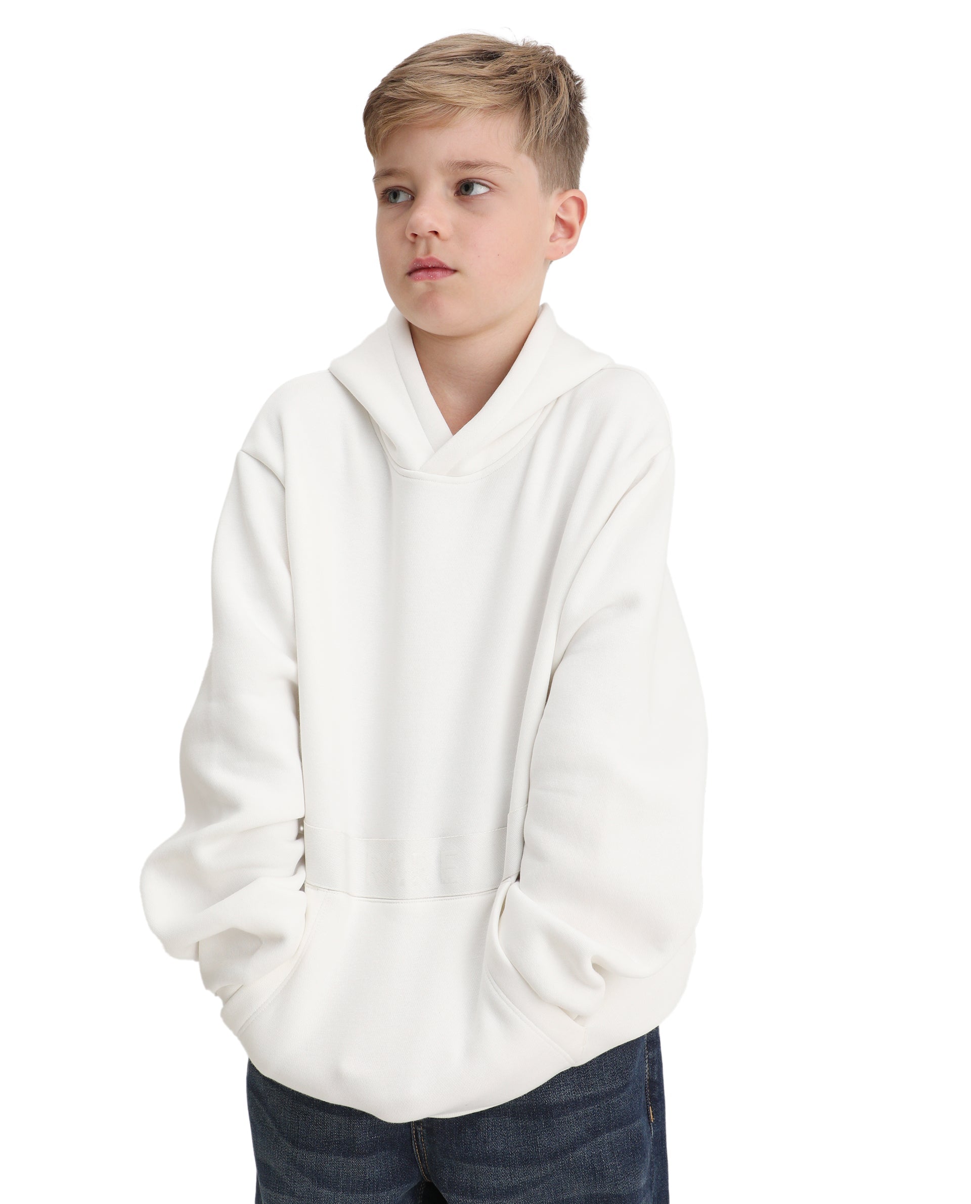 Rare Ones Kids Nexa-K Off White Cotton Hooded Boxy Fit Sweatshirt