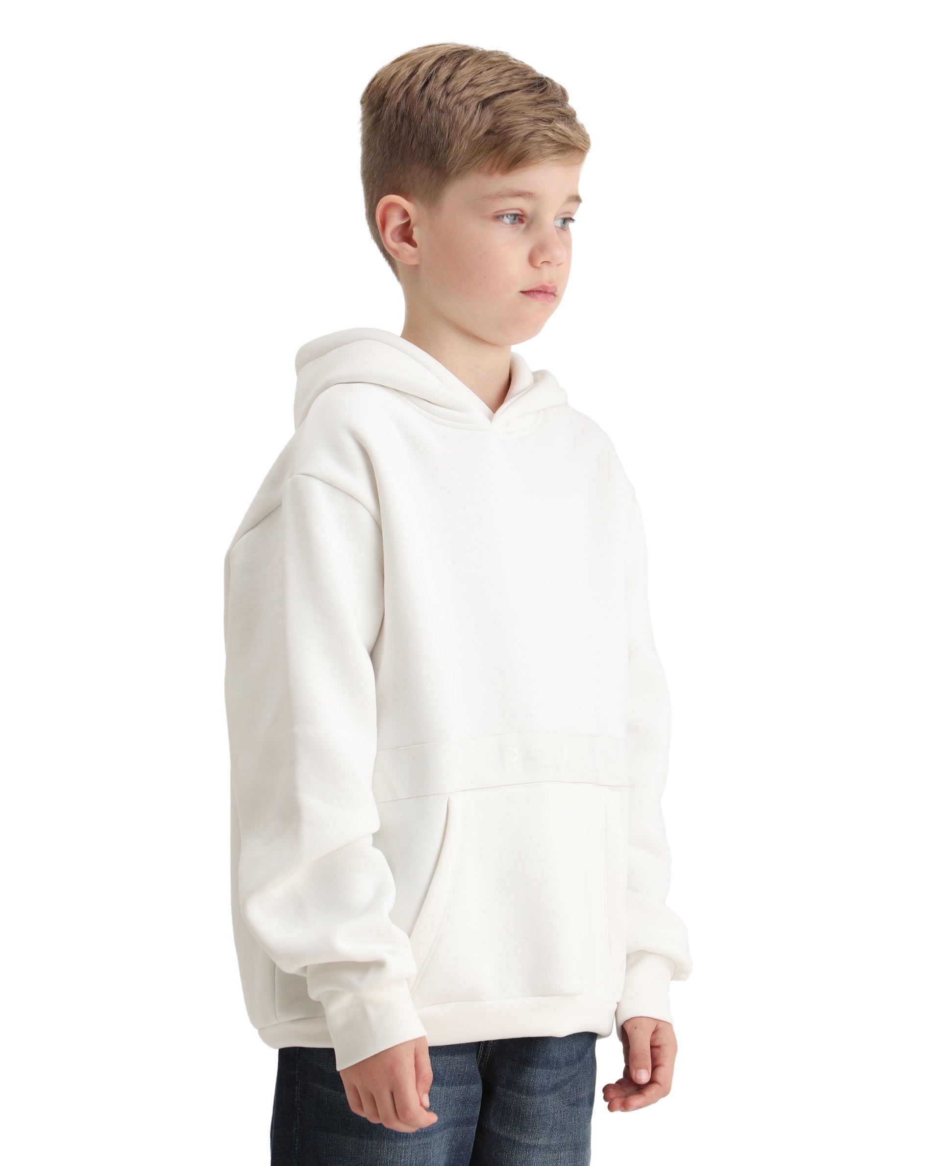 Rare Ones Kids Nexa-K Off White Cotton Hooded Boxy Fit Sweatshirt