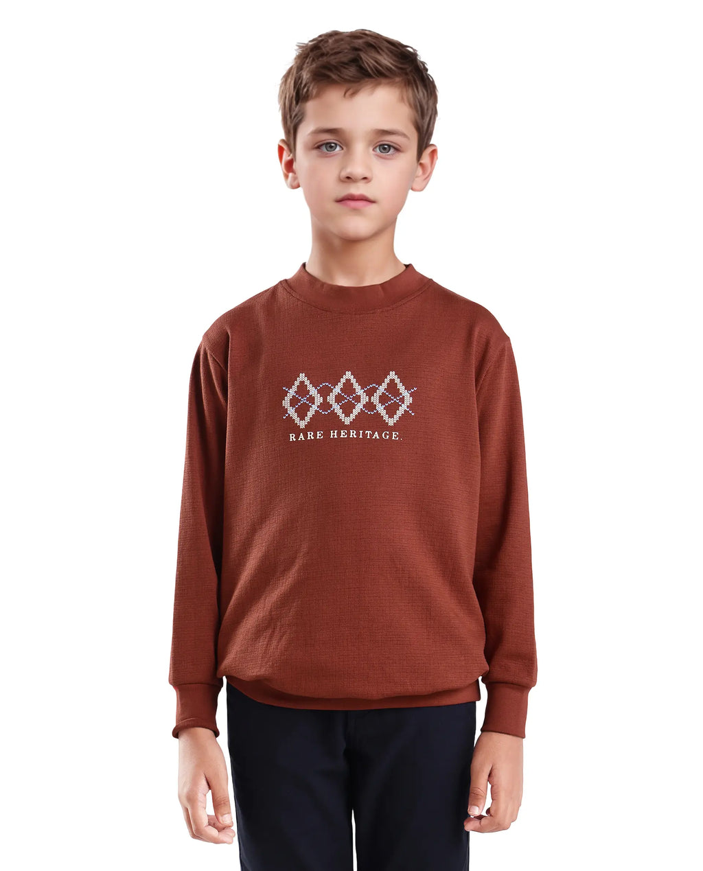 Rare Ones Kids Niko Rust Cotton Solid Oversized Sweatshirt