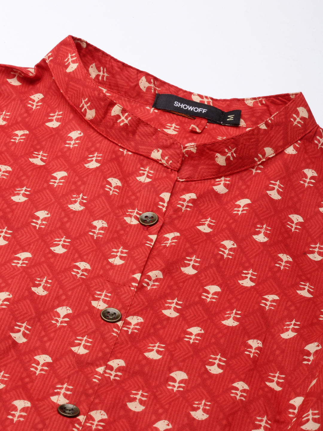 Women's Red Geometrical A-Line Kurta