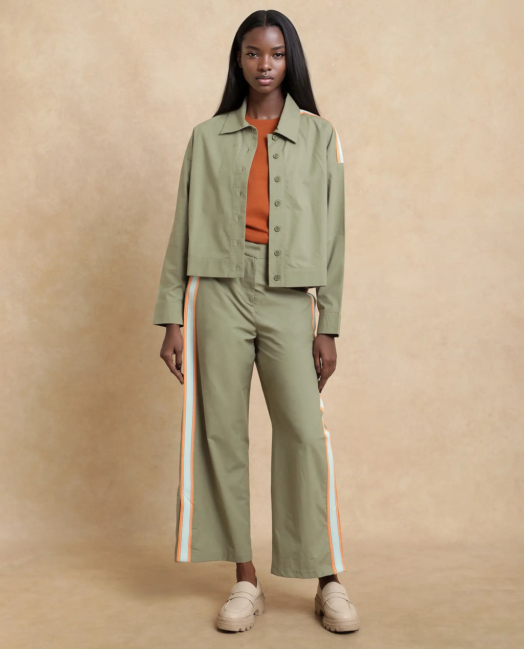 Rareism Women's Nocam S Dusky Green Cotton Spread Collar Plain Cuffed Sleeve Relaxed Fit Shirt