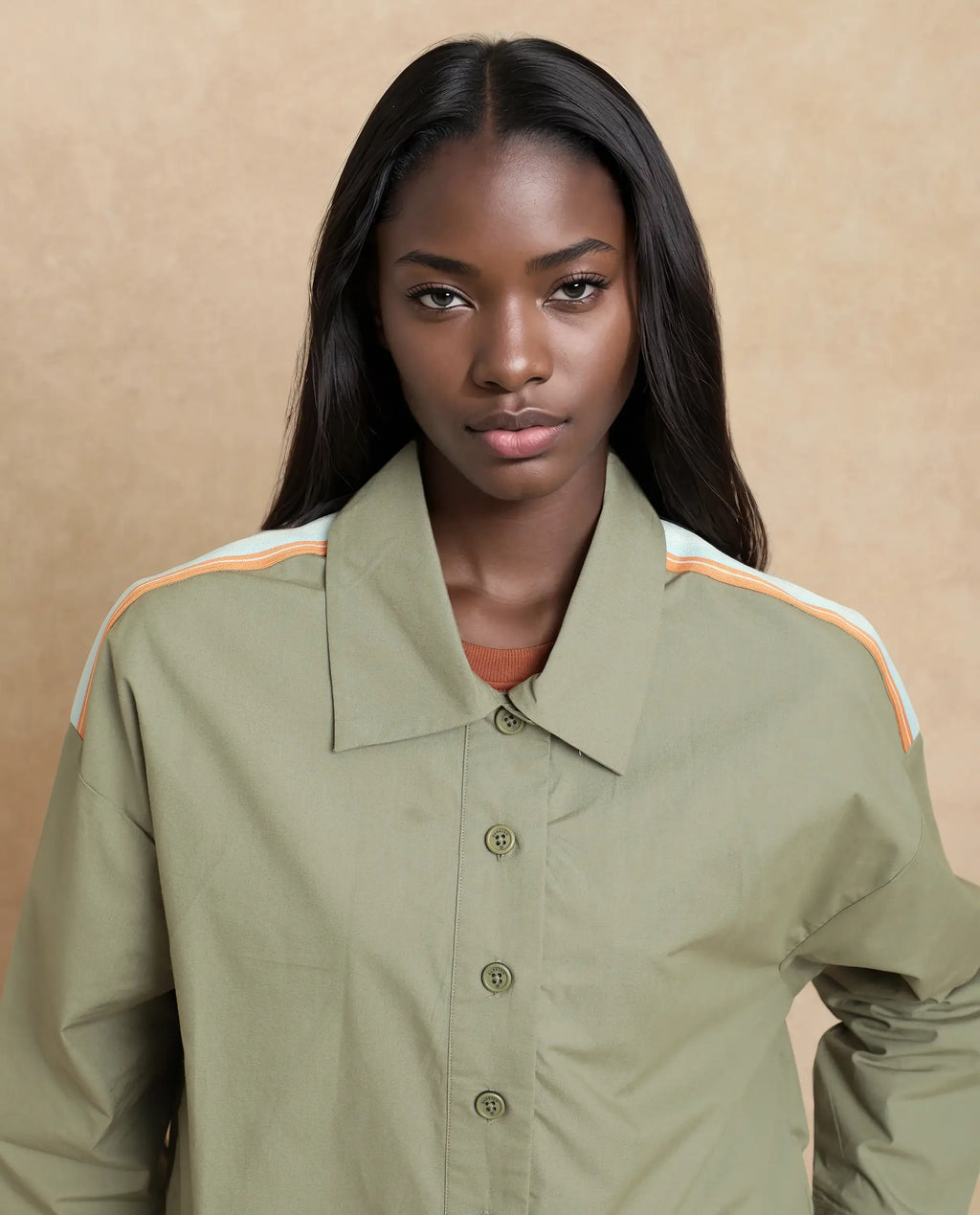 Rareism Women's Nocam S Dusky Green Cotton Spread Collar Plain Cuffed Sleeve Relaxed Fit Shirt