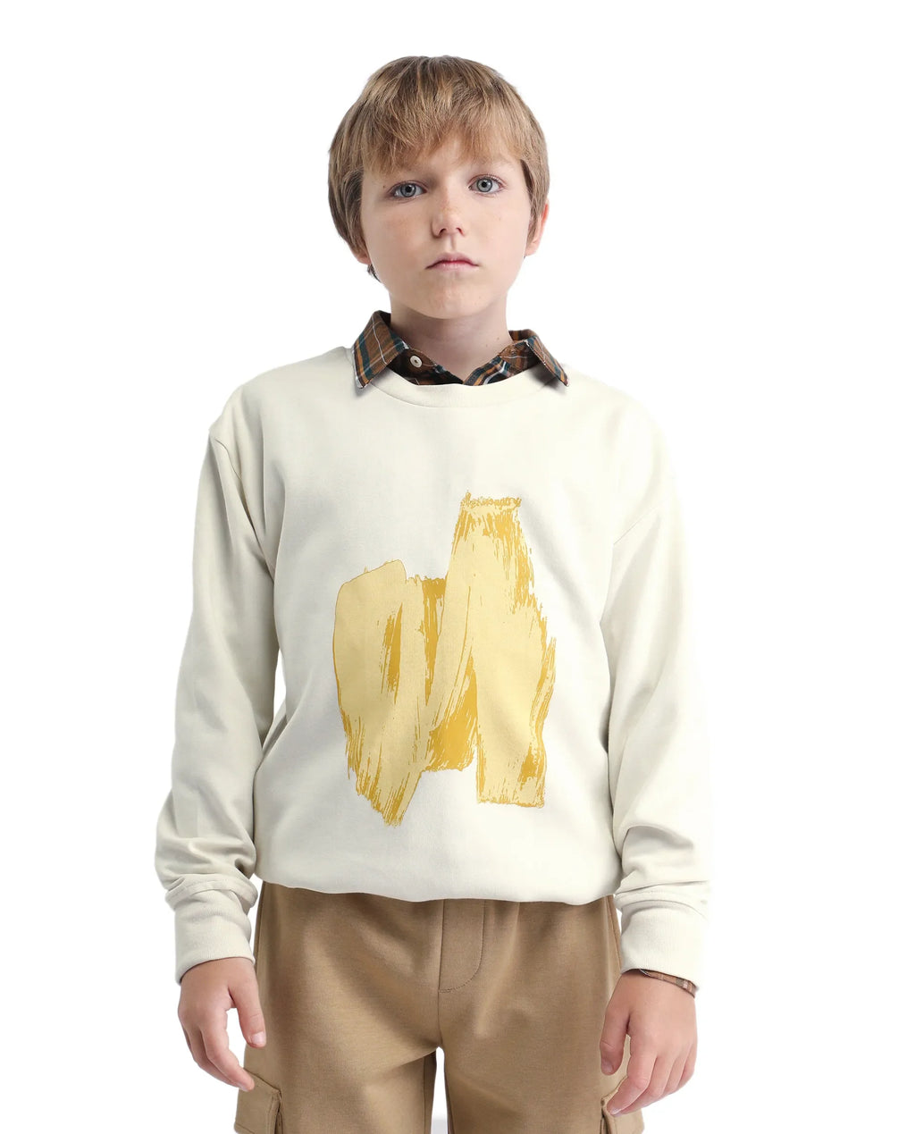 Rare Ones Kids Bunk Off White Cotton Blend Regular Fit Sweatshirt
