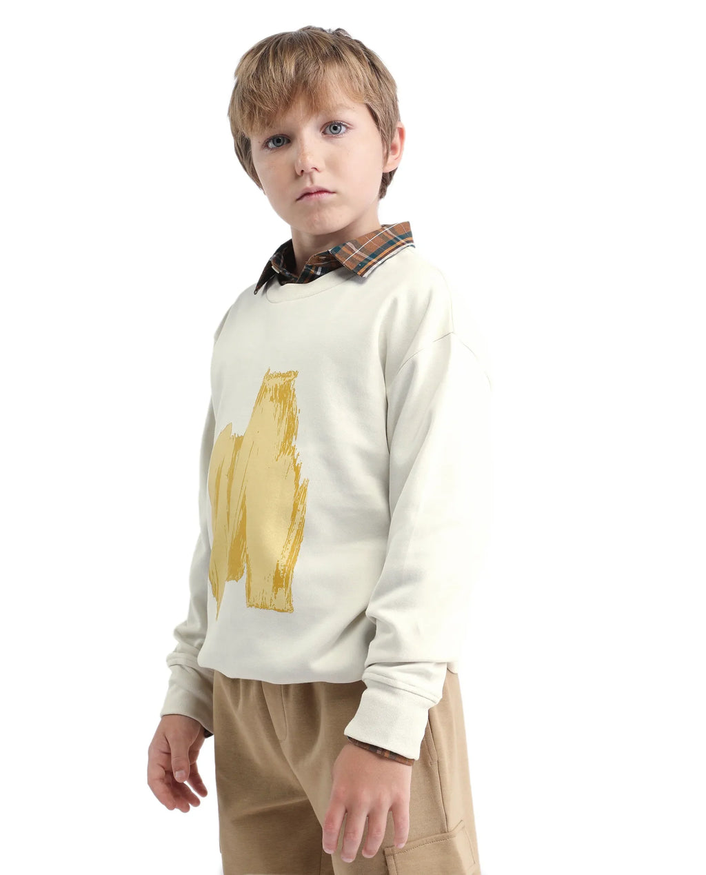 Rare Ones Kids Bunk Off White Cotton Blend Regular Fit Sweatshirt