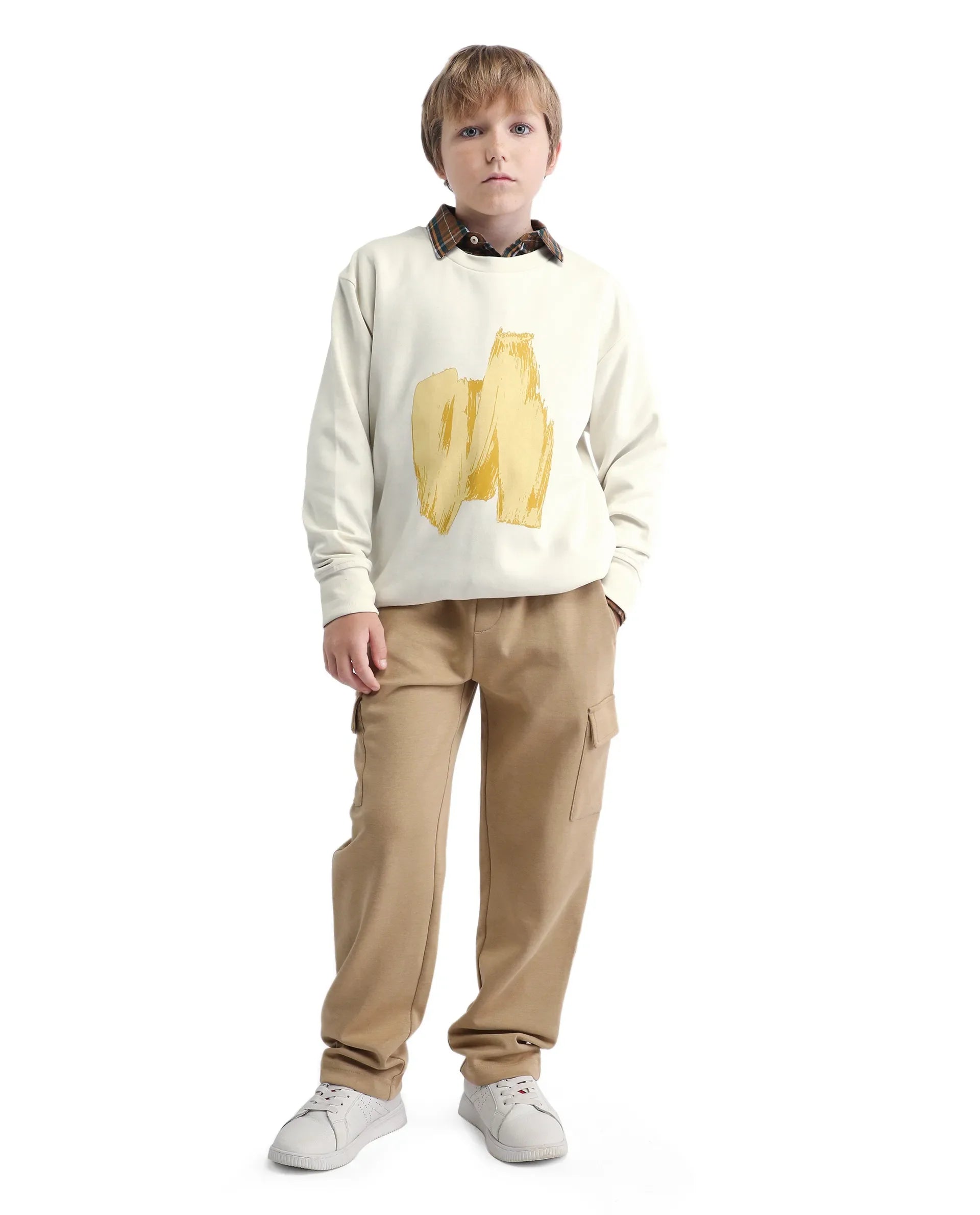Rare Ones Kids Bunk Off White Cotton Blend Regular Fit Sweatshirt