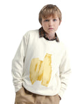 Rare Ones Kids Bunk Off White Cotton Blend Regular Fit Sweatshirt