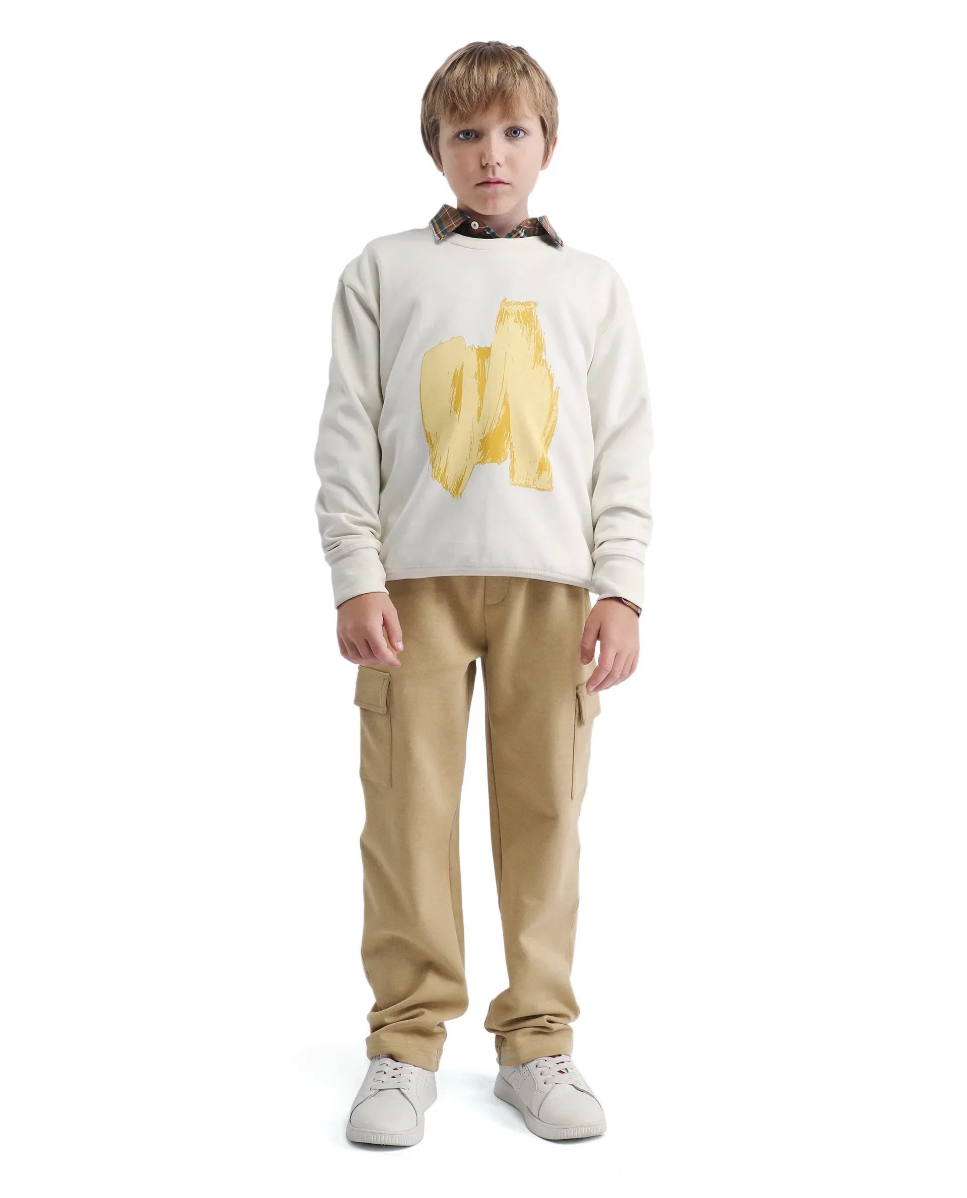 Rare Ones Kids Nitro-B Tan Cotton Blend Plain Regular Fit Trackpant