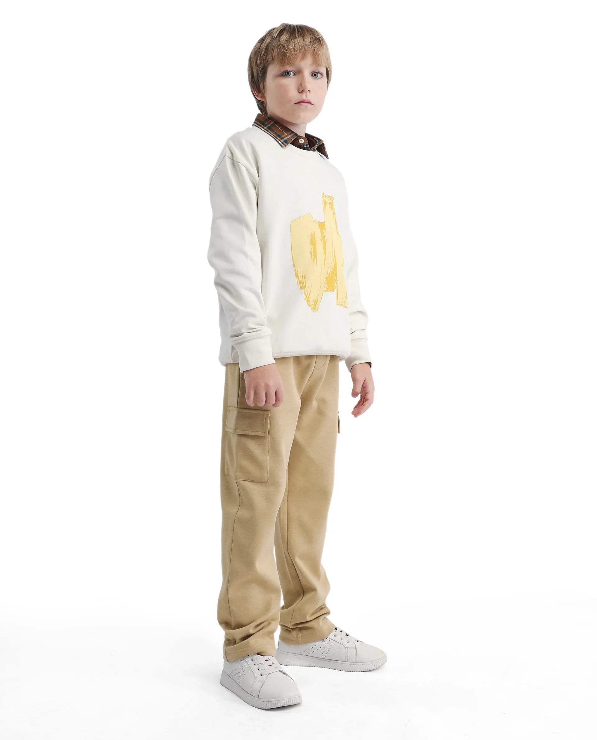 Rare Ones Kids Nitro-B Tan Cotton Blend Plain Regular Fit Trackpant