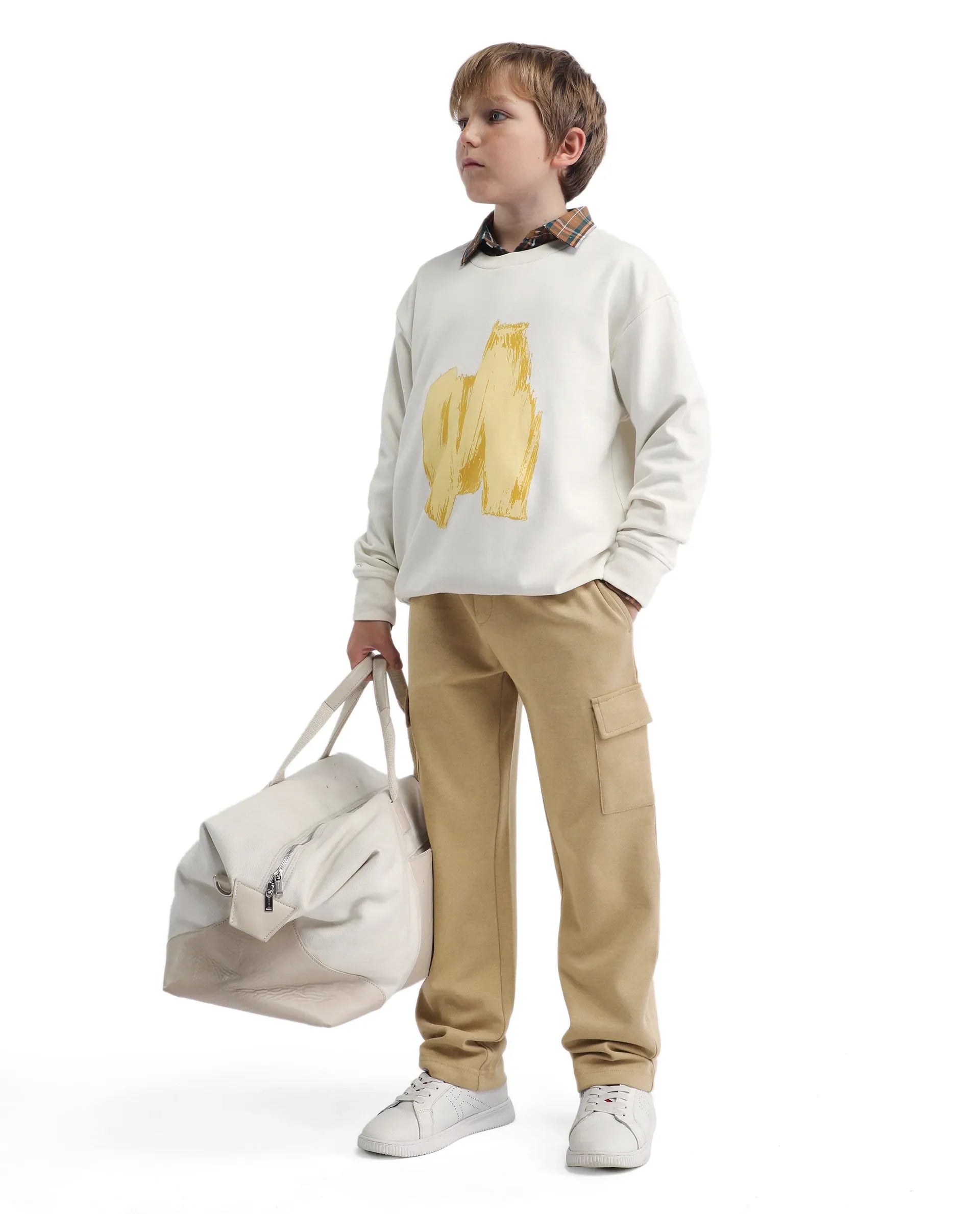 Rare Ones Kids Nitro-B Tan Cotton Blend Plain Regular Fit Trackpant