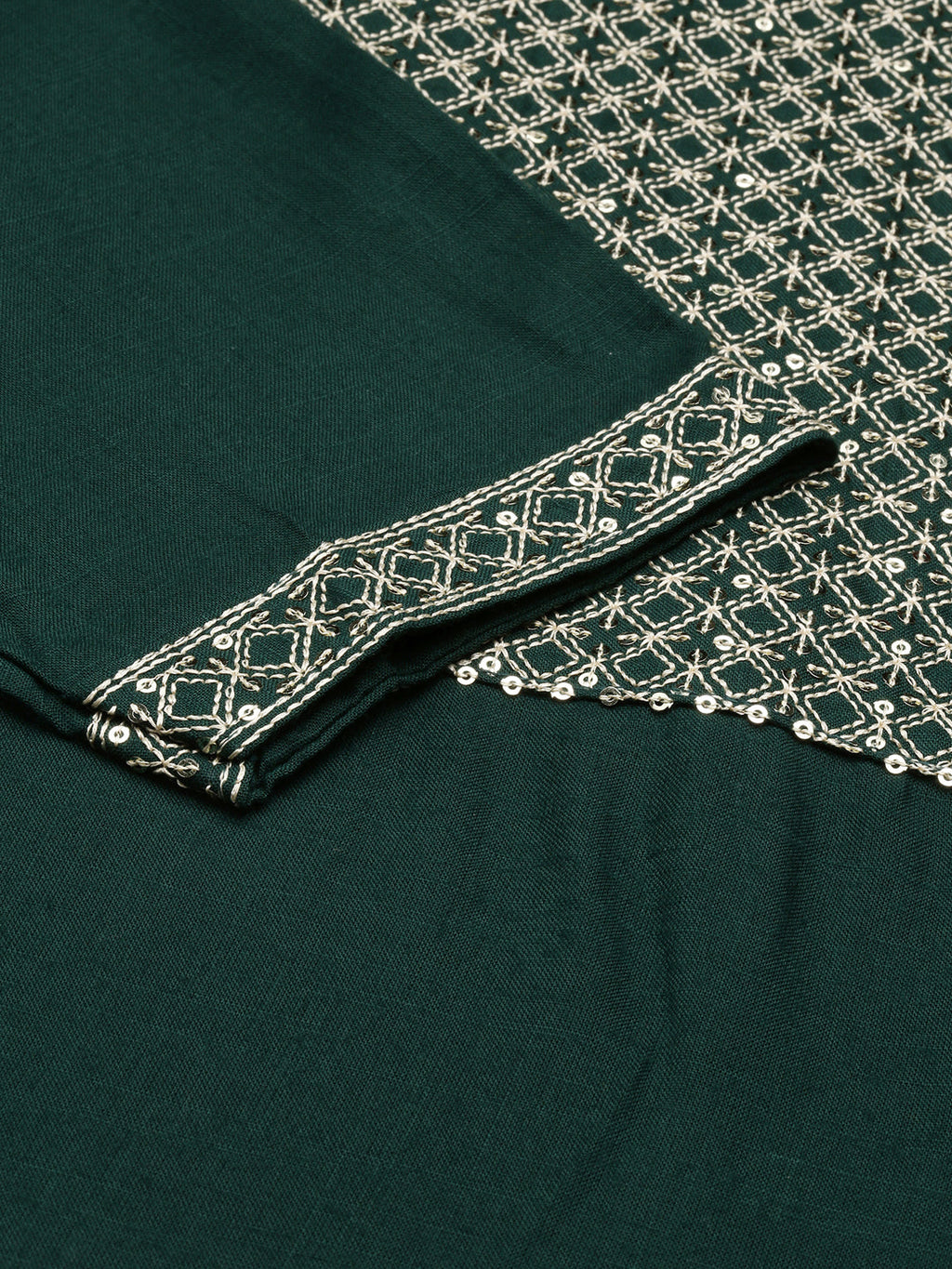 Women's Green Ethnic Motifs Yoke Design Kurta