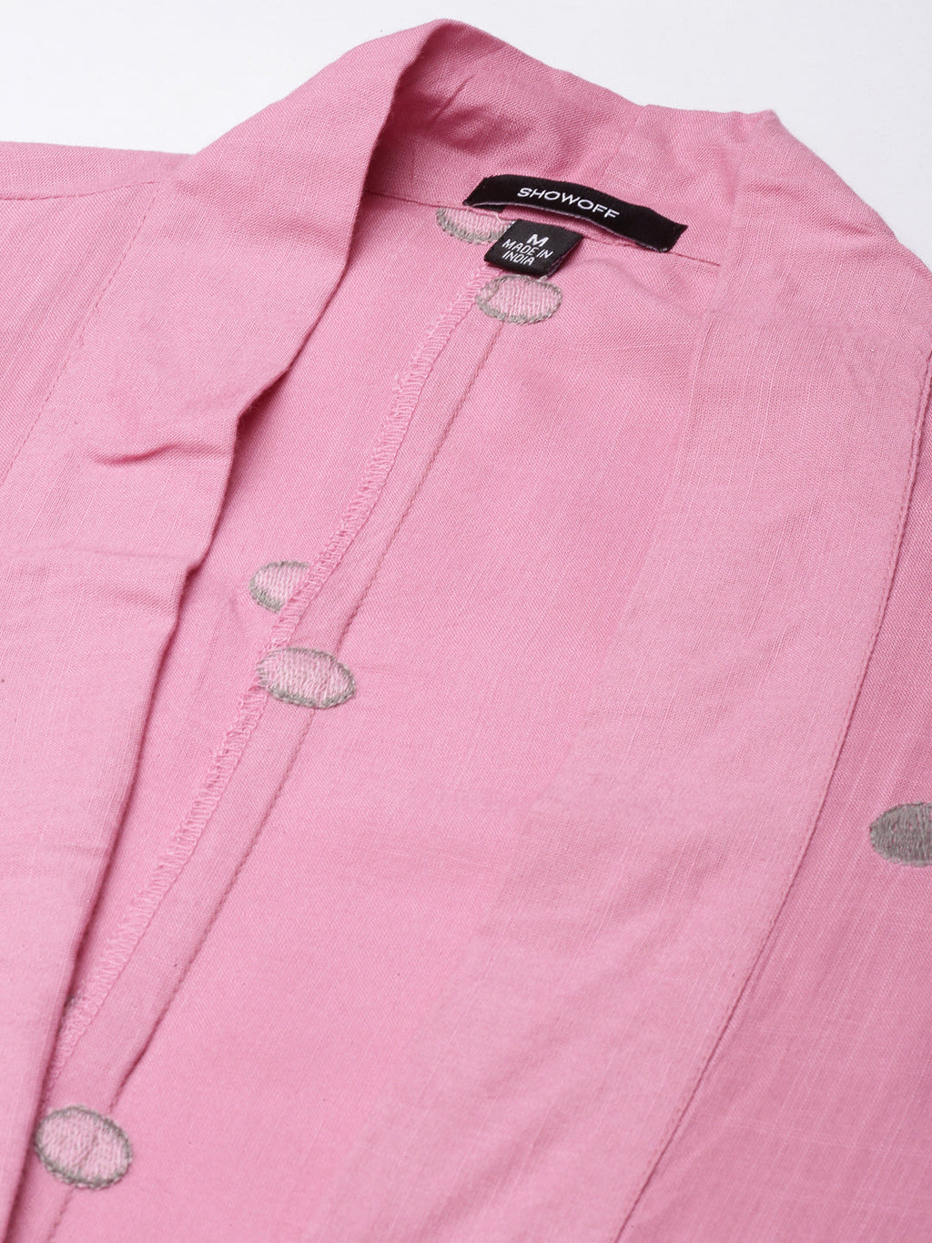 Women's A-Line Pink Solid Kurta Comes With Overcoat