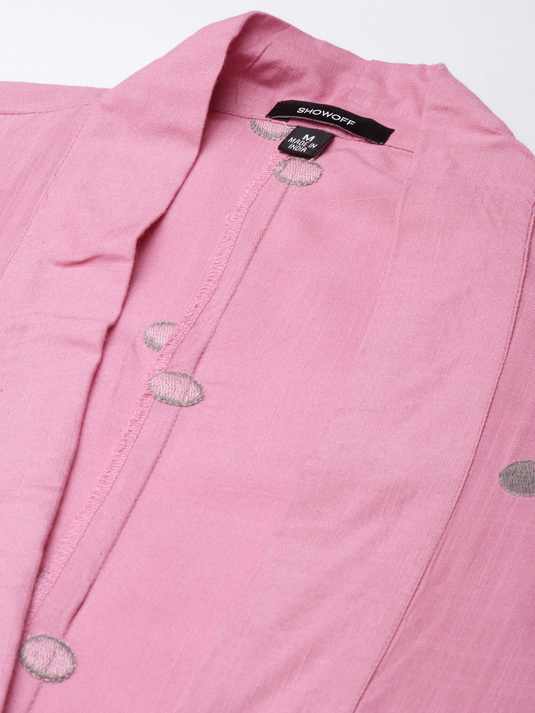 Women's A-Line Pink Solid Kurta Comes With Overcoat