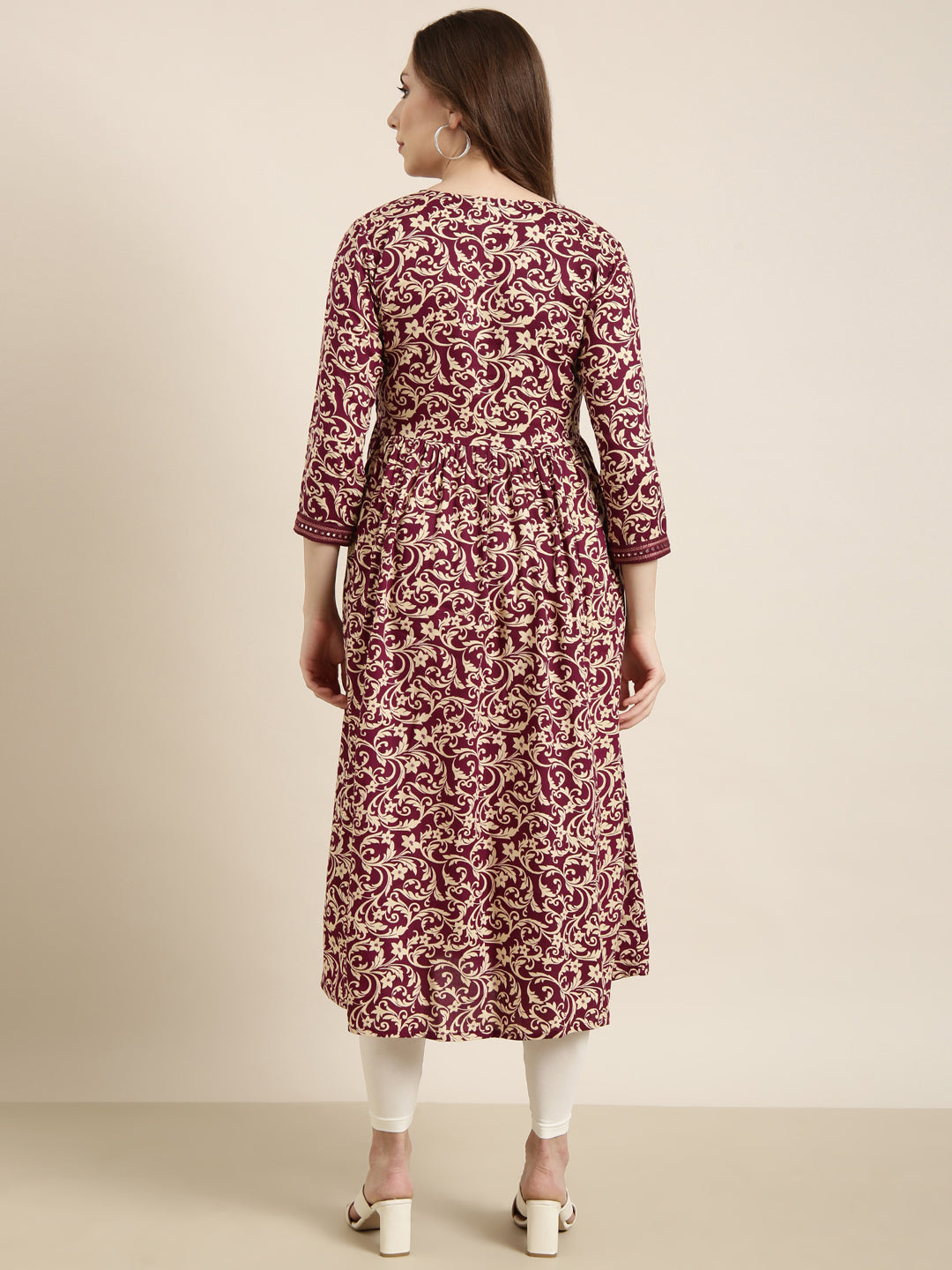 Women's Anarkali Purple Floral Kurta