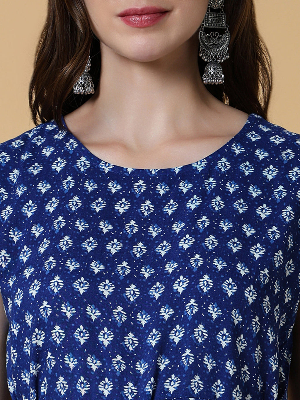 Women's Blue Graphic A-Line Kurta