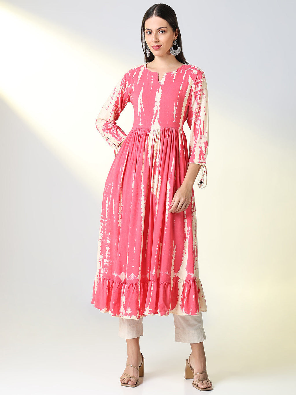 Women's Pink Abstract Anarkali Kurta