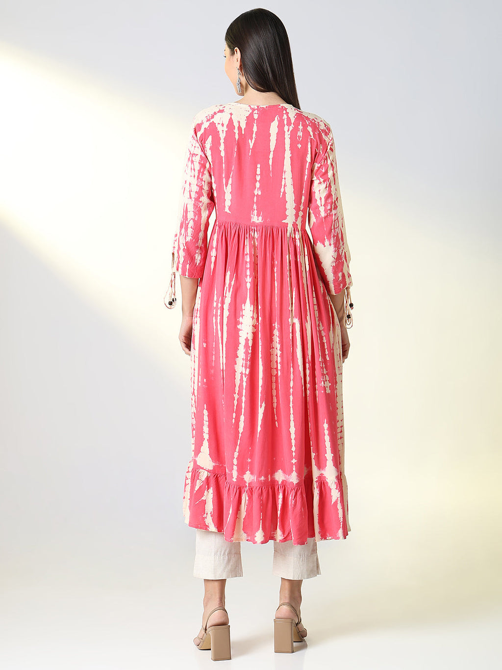 Women's Pink Abstract Anarkali Kurta