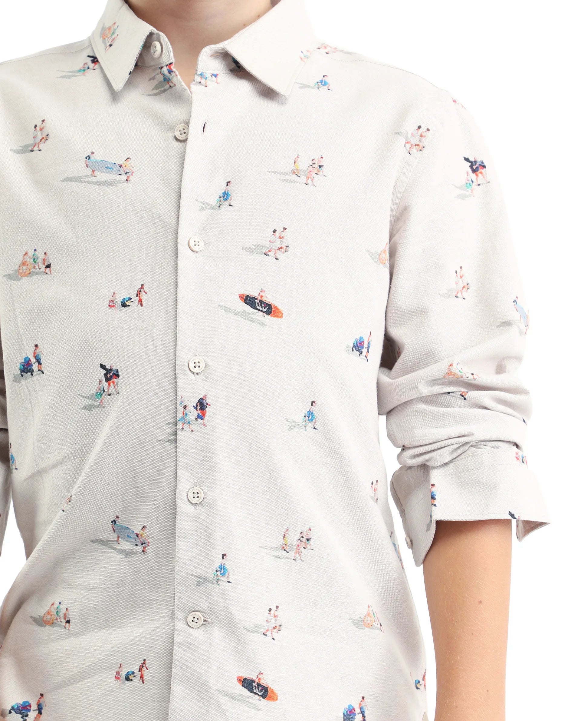 Rare Ones Kids Orson Beige Cotton Printed Button Closure Regular Fit Shirt