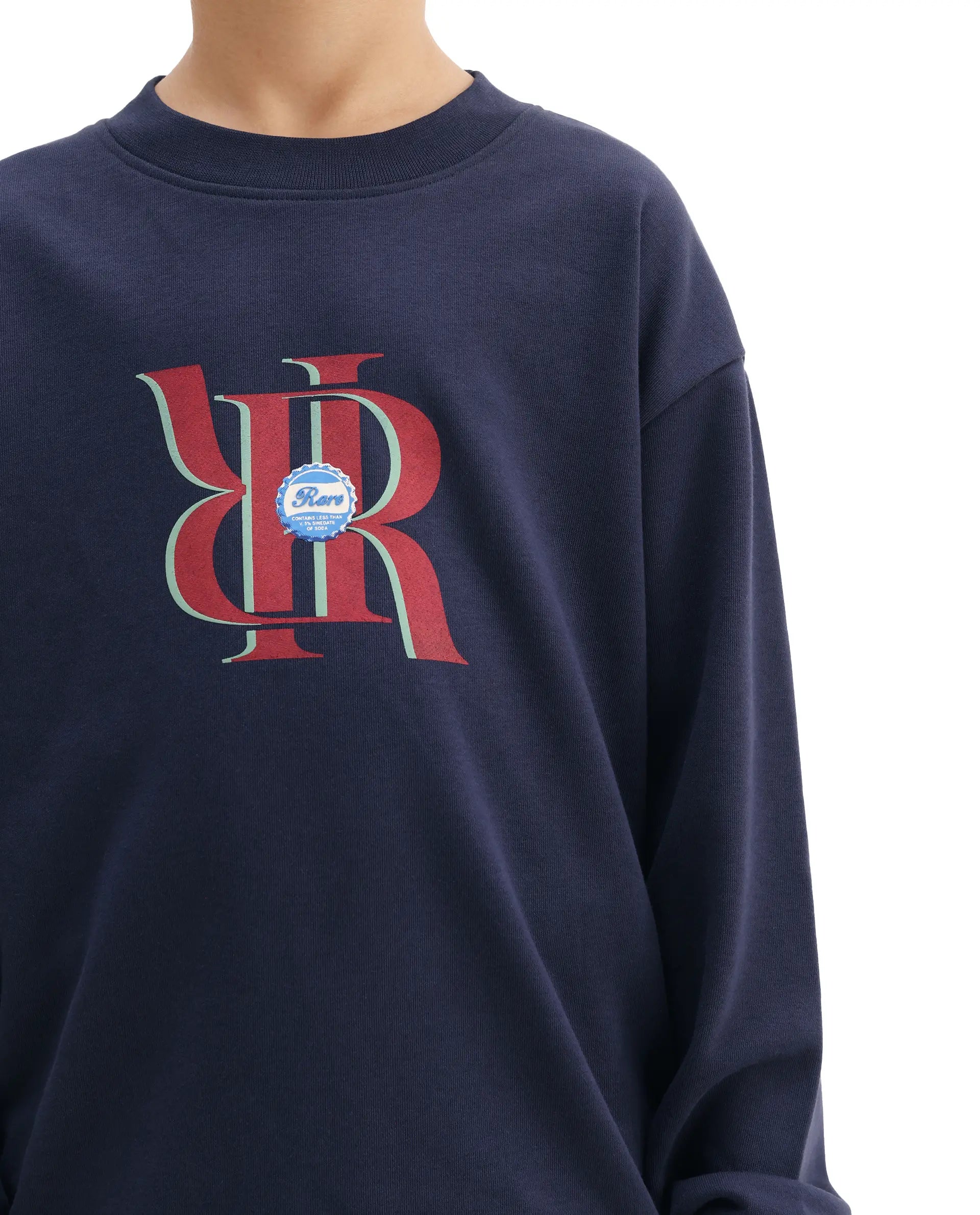 Rare Ones Kids Oslo Navy Cotton Blend Pigment Print Oversized Sweatshirt