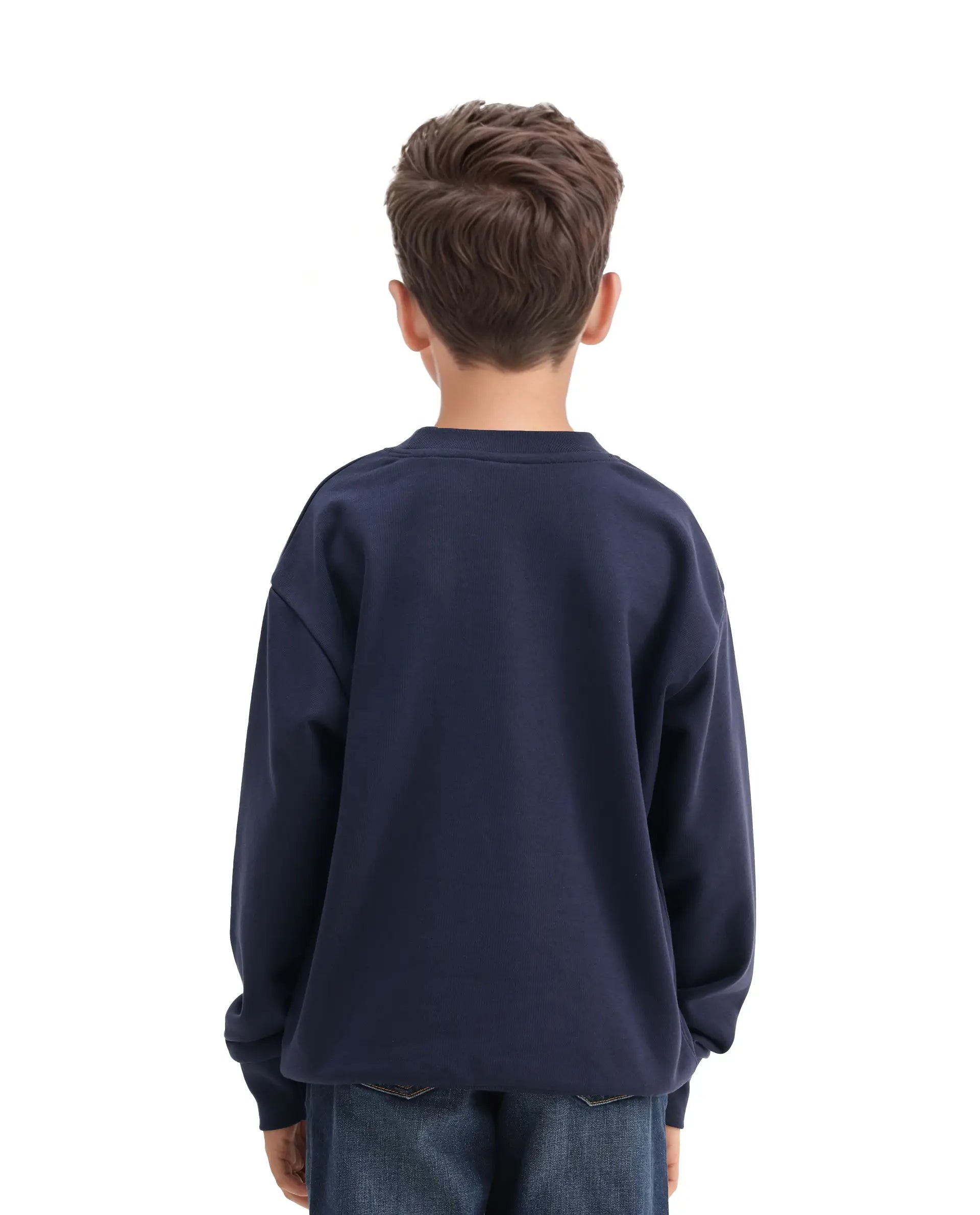 Rare Ones Kids Oslo Navy Cotton Blend Pigment Print Oversized Sweatshirt