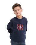 Rare Ones Kids Oslo Navy Cotton Blend Pigment Print Oversized Sweatshirt