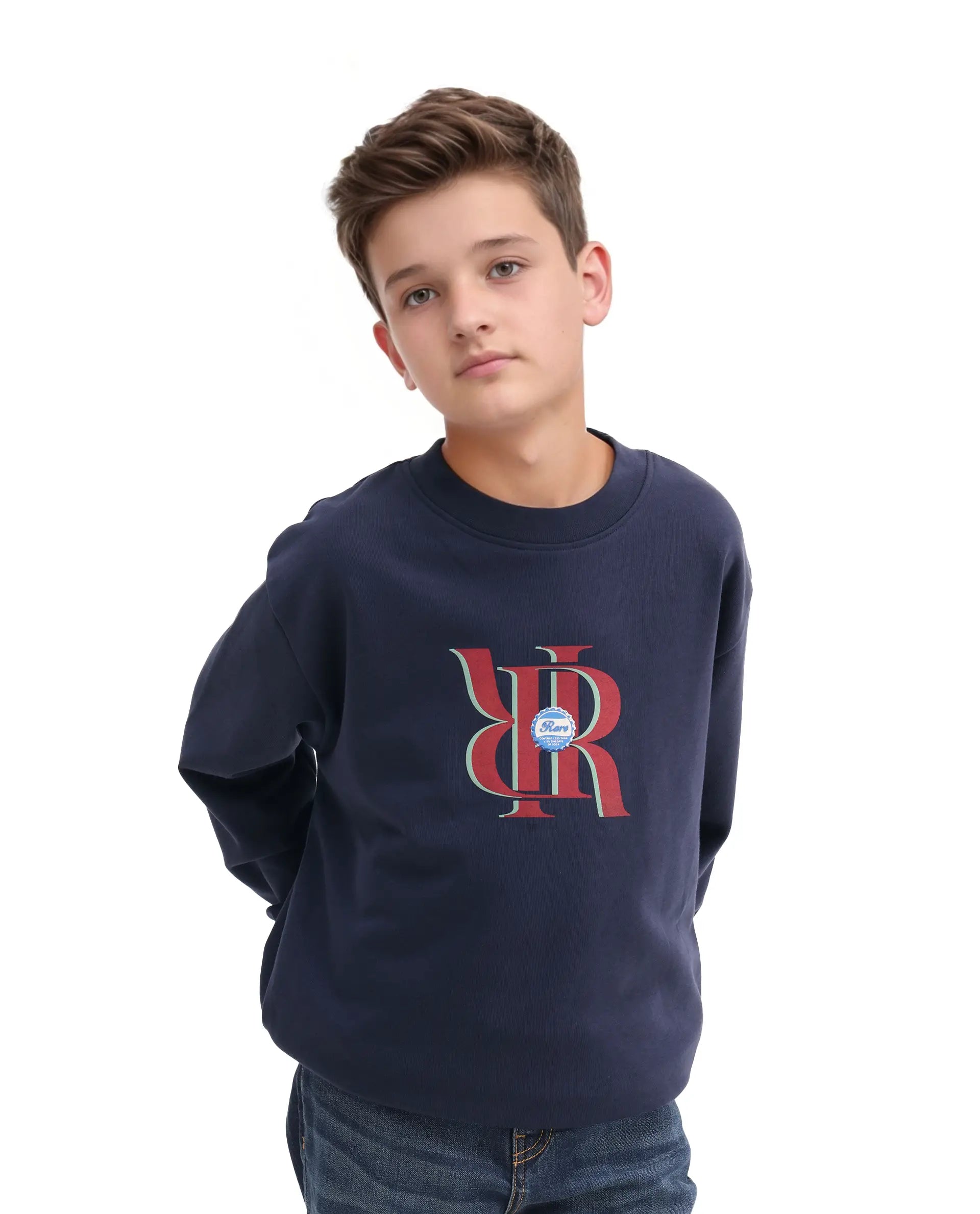Rare Ones Kids Oslo Navy Cotton Blend Pigment Print Oversized Sweatshirt