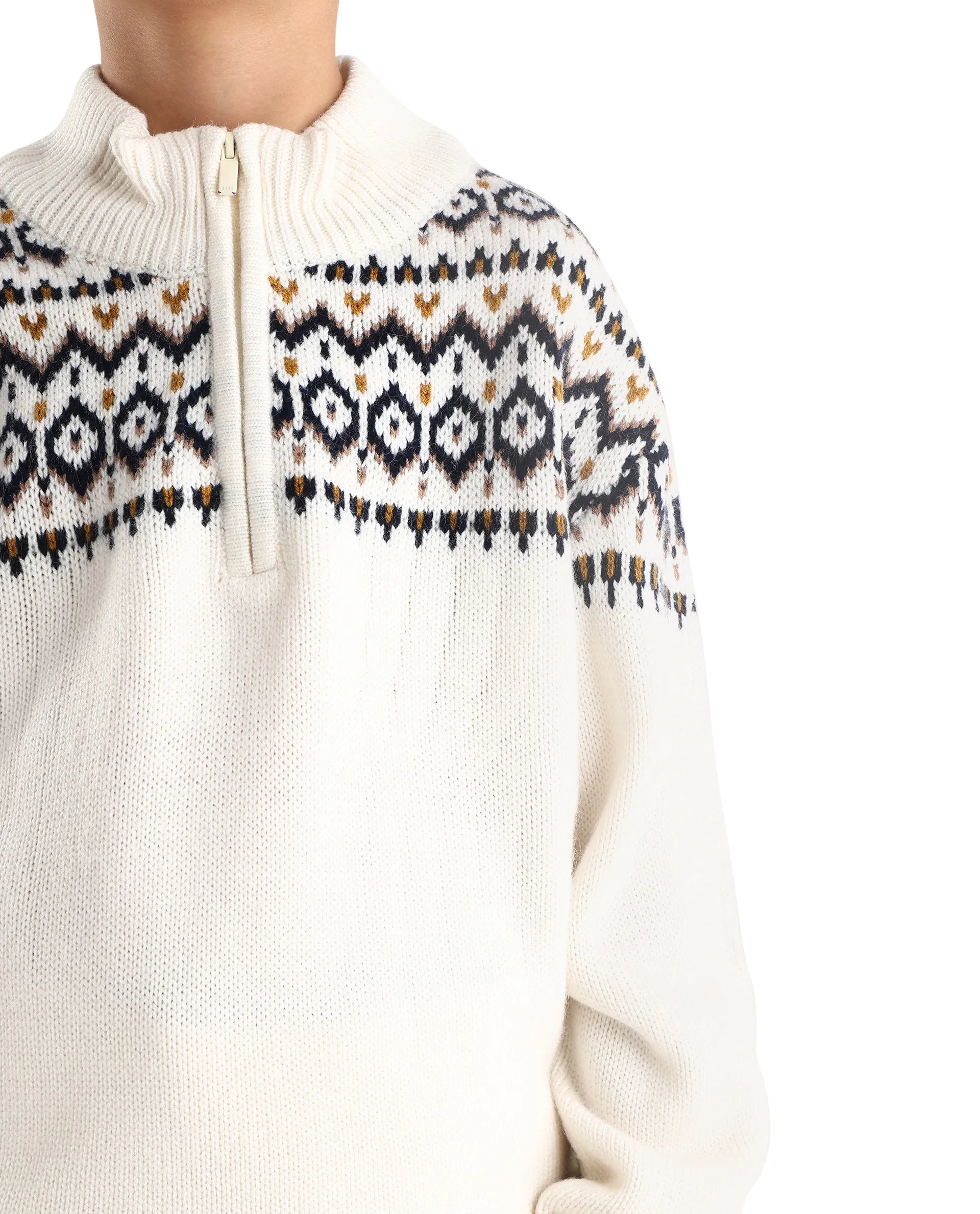 Rare Ones Kids Pato Off White Cotton Solid Slip-On Closure Relaxed Fit Sweater