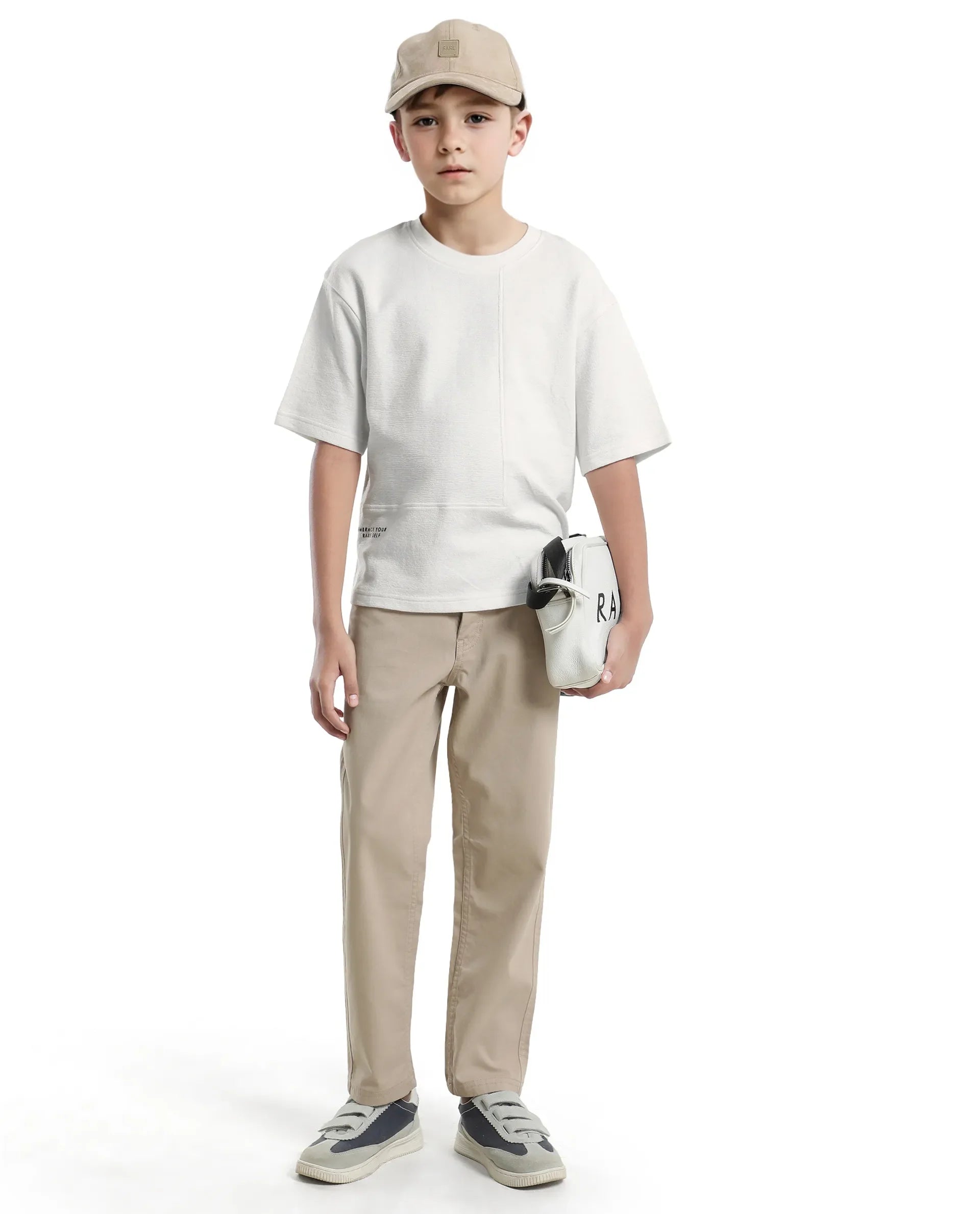 Rare Ones Kids Perg-T White Cotton Short Sleeve Crew Neck Printed T-Shirt