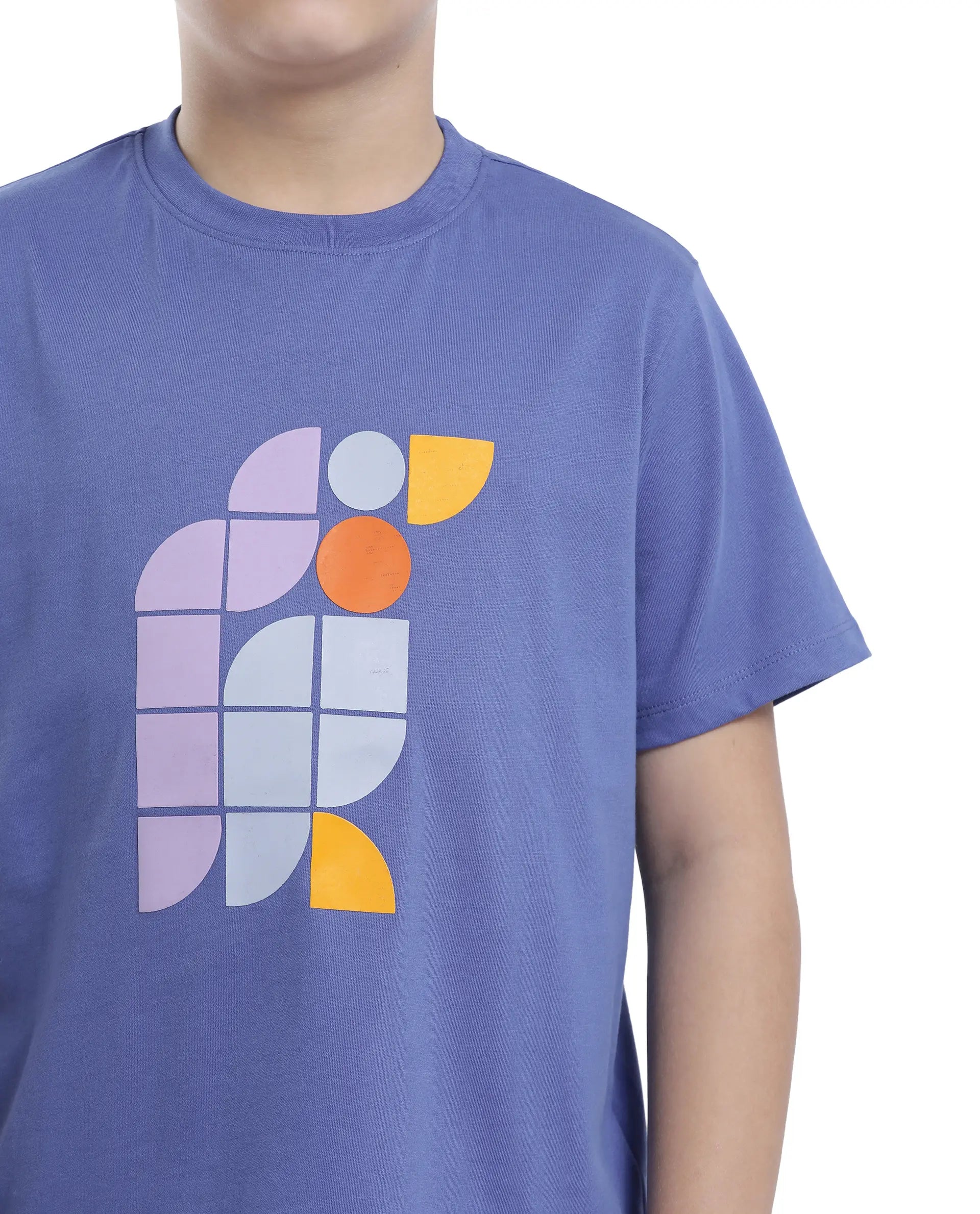 Rare Ones Kids Persh Blue Cotton Blend Half Sleeve Printed Regular Fit T-Shirt