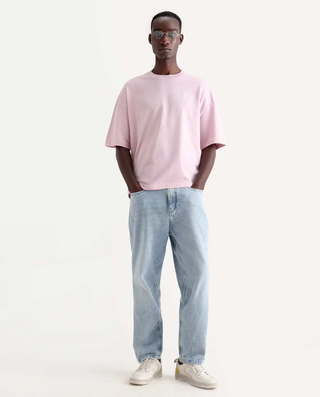 Rare Rabbit Men's Rano Pink Cotton Graphic Print Oversized Fit Half Sleeve Crew Neck T-Shirt