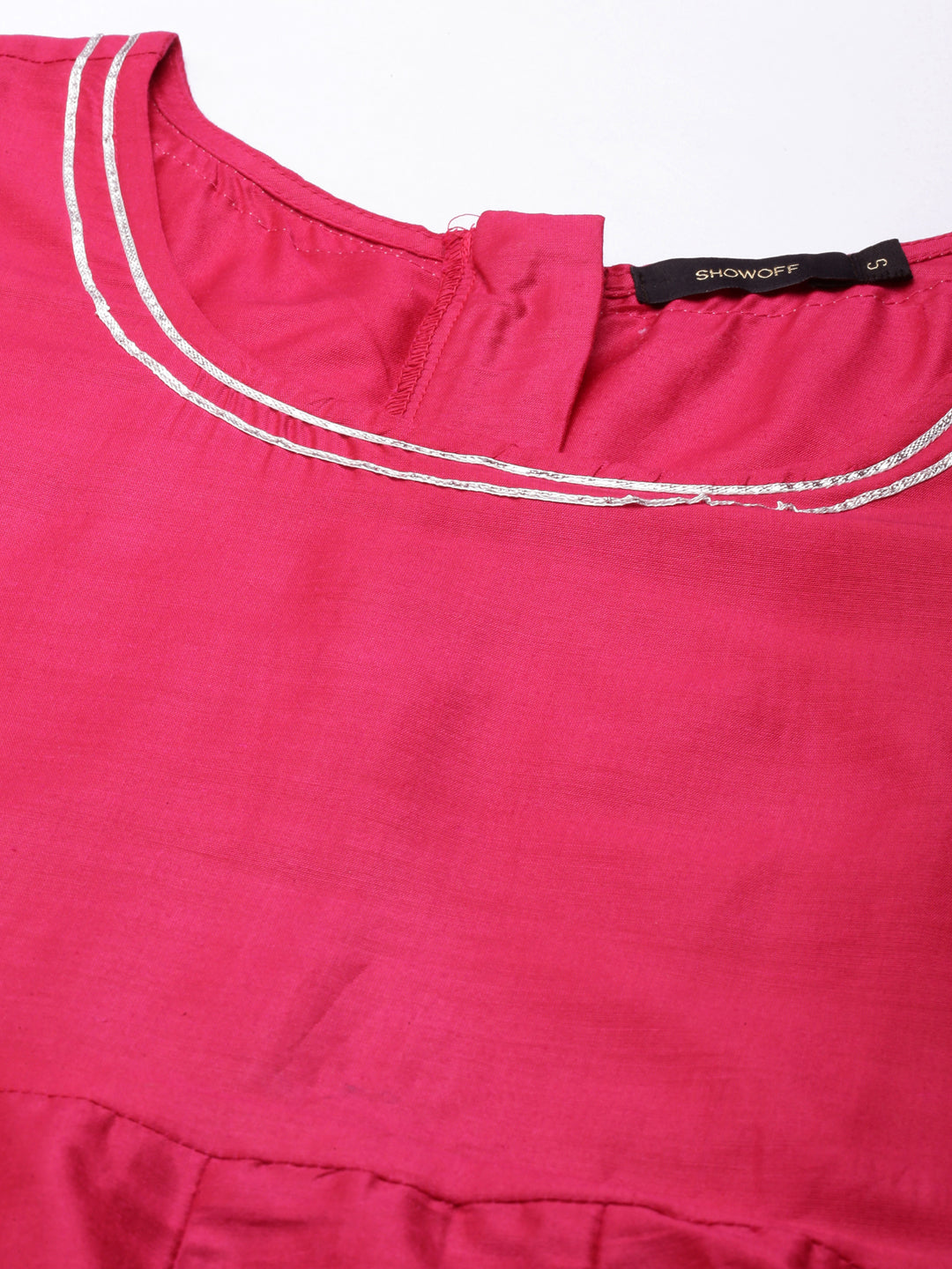 Women's Pink Round Neck Empire Kurta