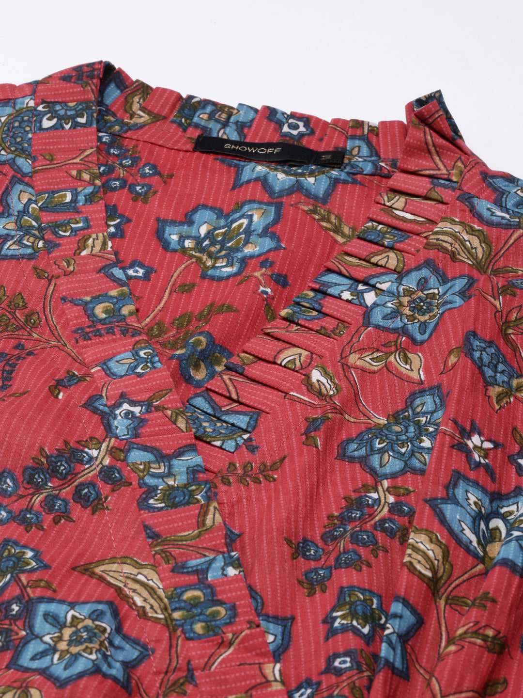 Women's Fuchsia Floral Printed V-Neck Sleeveless Wrap Dress With Belted