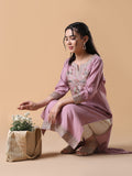 Women's Pink Embroidered Straight Kurta