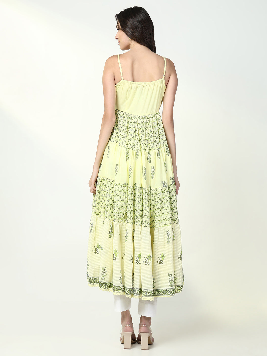 Women's Yellow Floral Anarkali Kurta