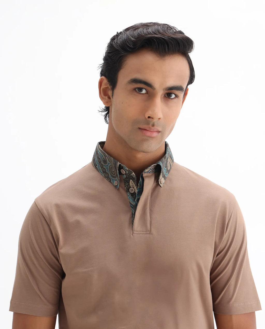 Rare Rabbit Men's Ringer-25 Dusky Beige Cotton Blend Plain Regular Fit Half Sleeve Polo