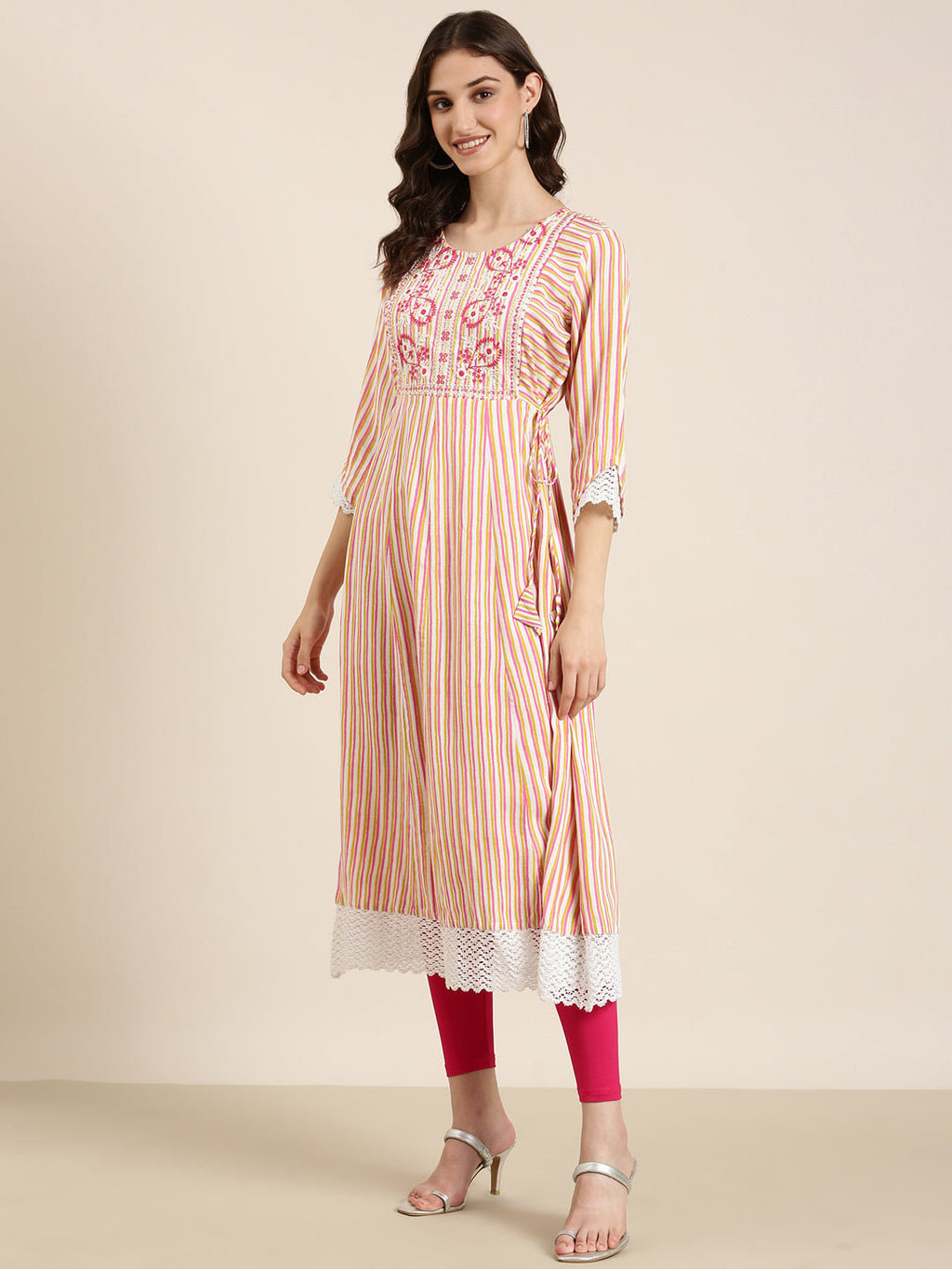 Women's Multi Striped A-Line Kurta