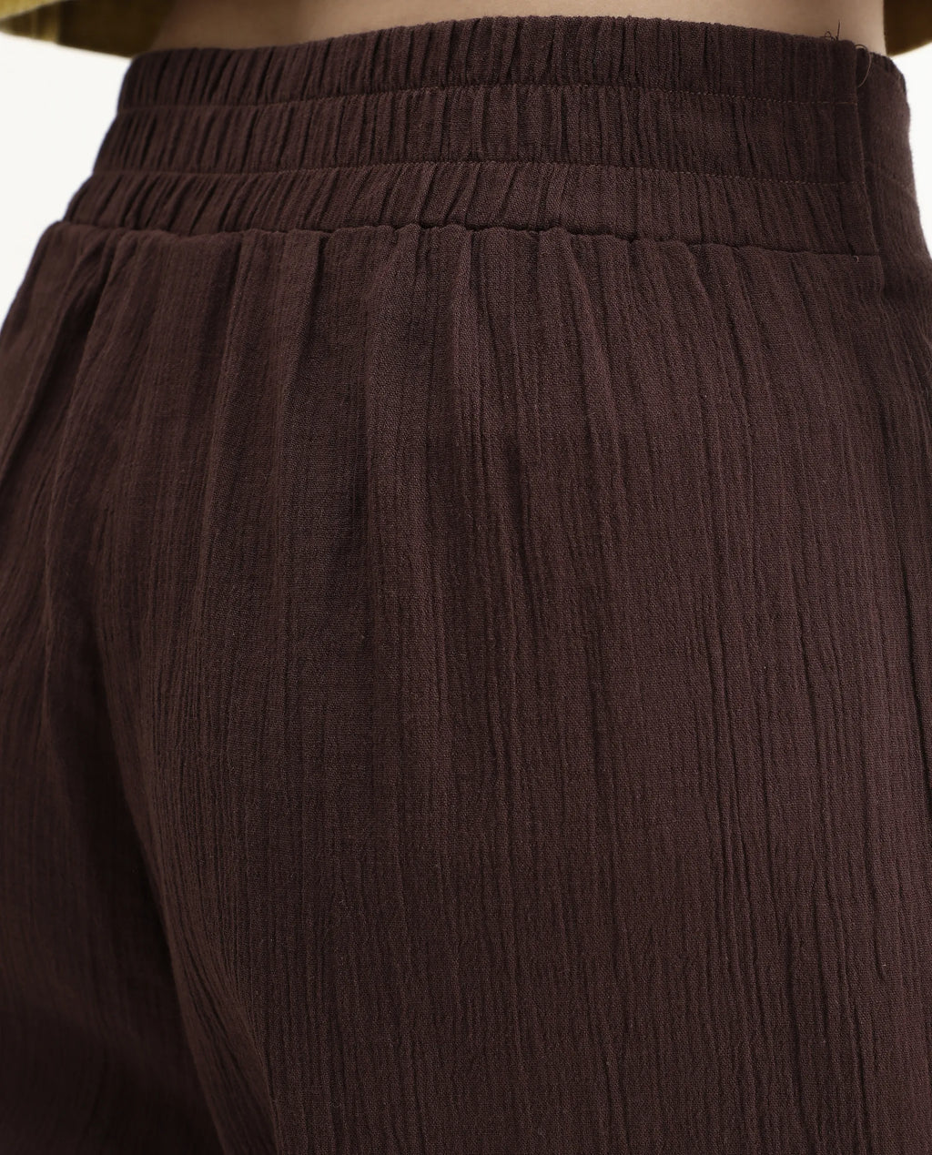 Rareism Women's Ronuz Brown Cotton Plain Ankle Length Straight Fit Trouser