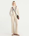 Rareism Women's Ronz Off White Viscose Round Neck Embroidered Relaxed Fit Top