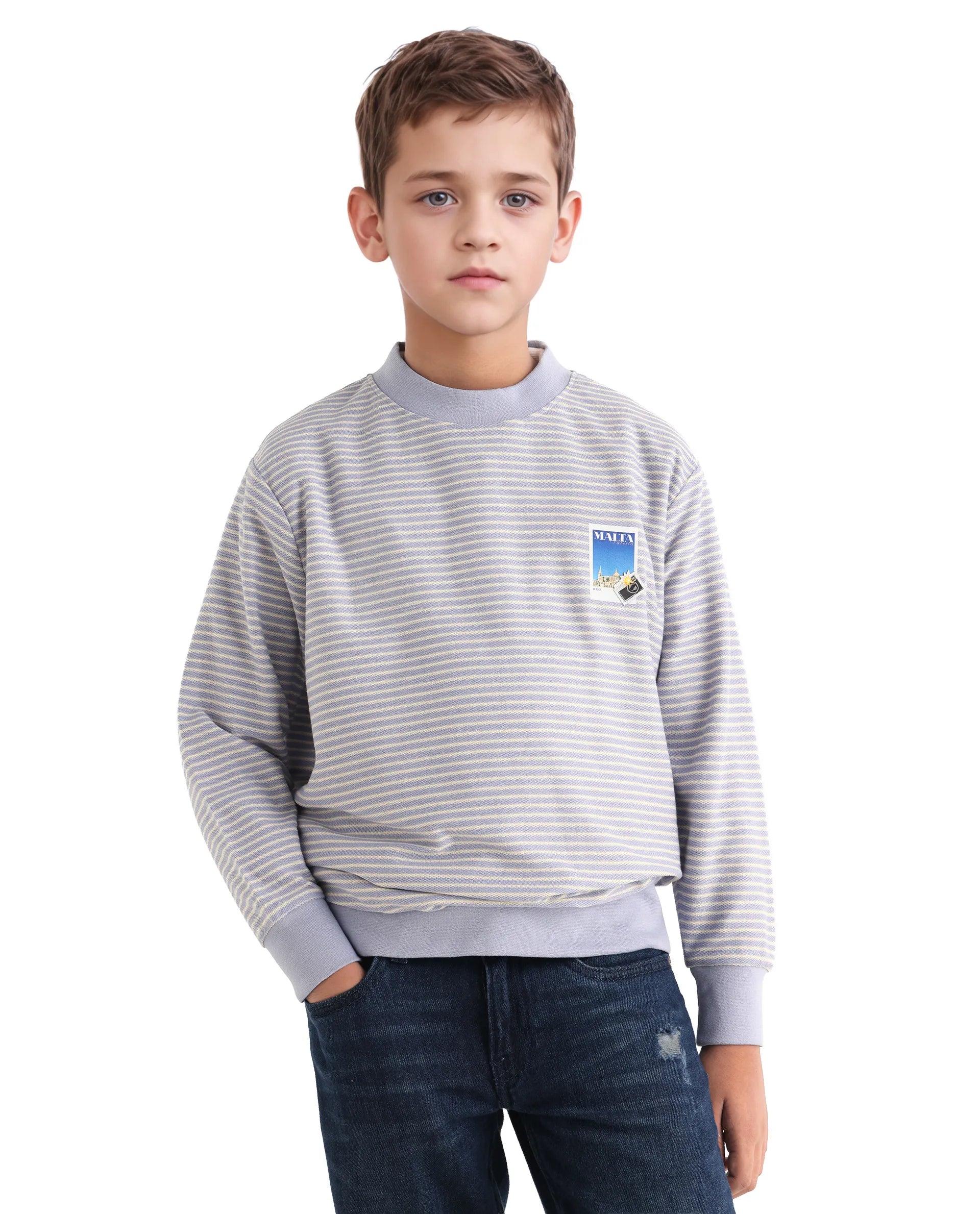 Rare Ones Kids Rosco Light Purple Cotton Printed Oversized Sweatshirt