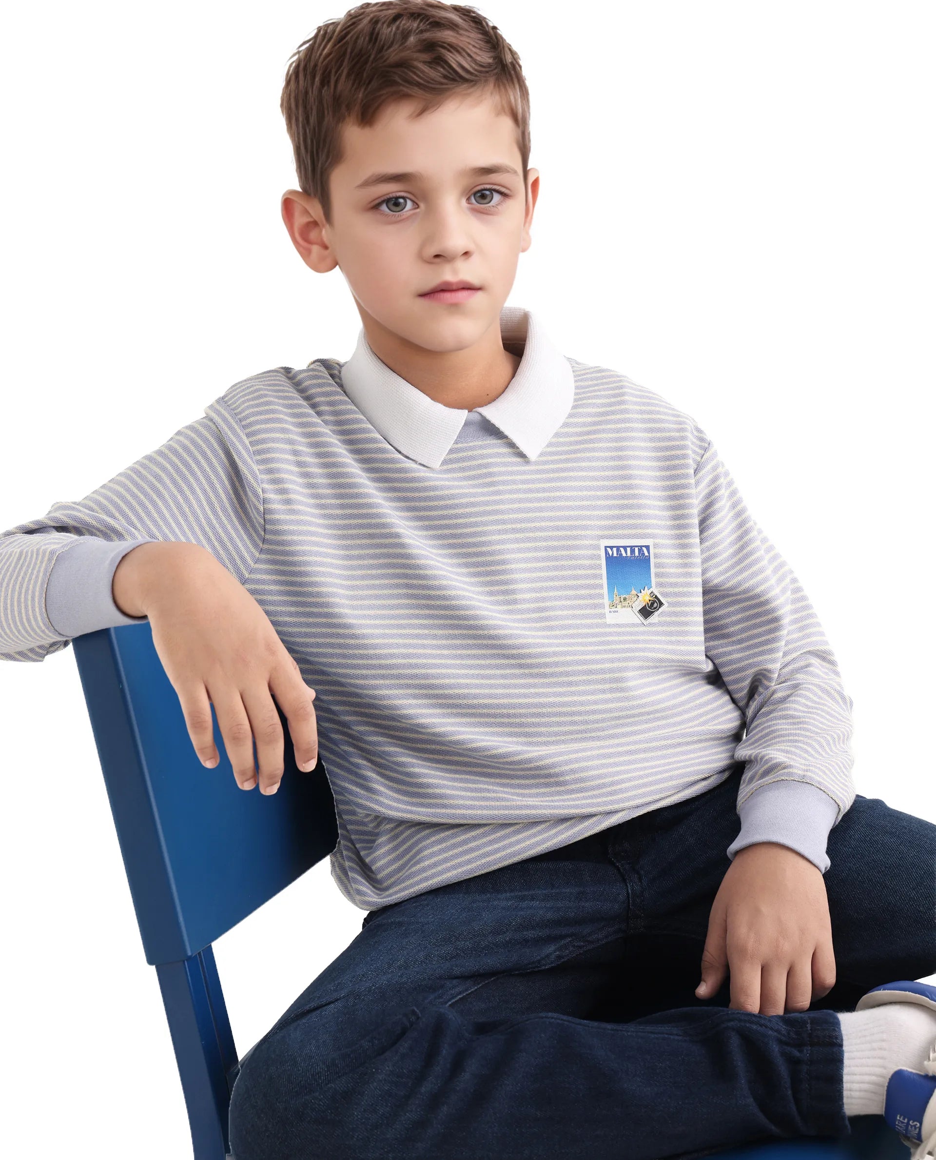 Rare Ones Kids Rosco Light Purple Cotton Printed Oversized Sweatshirt