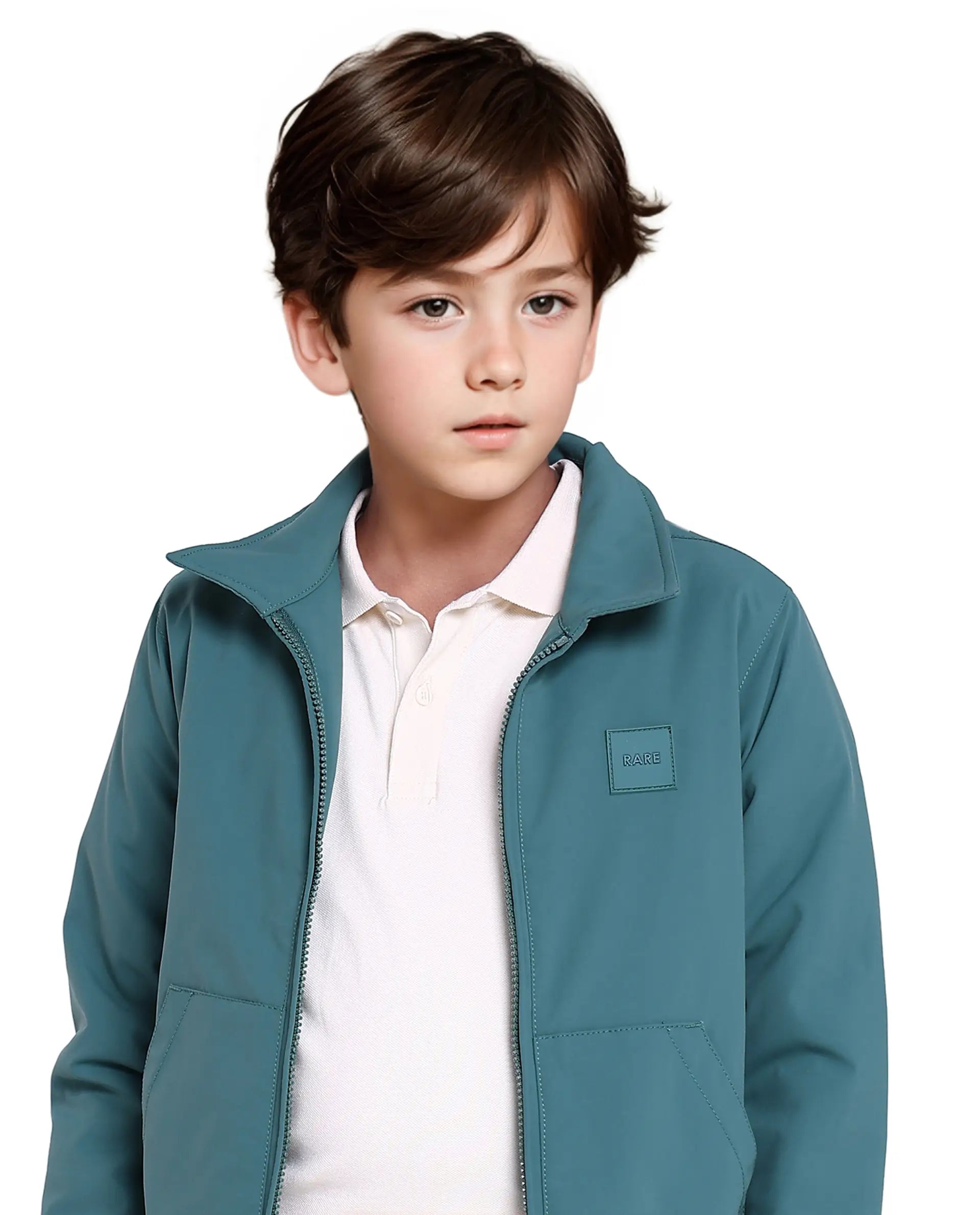 Rare Ones Kids Roston Green Polyester Full Sleeve Solid Jacket