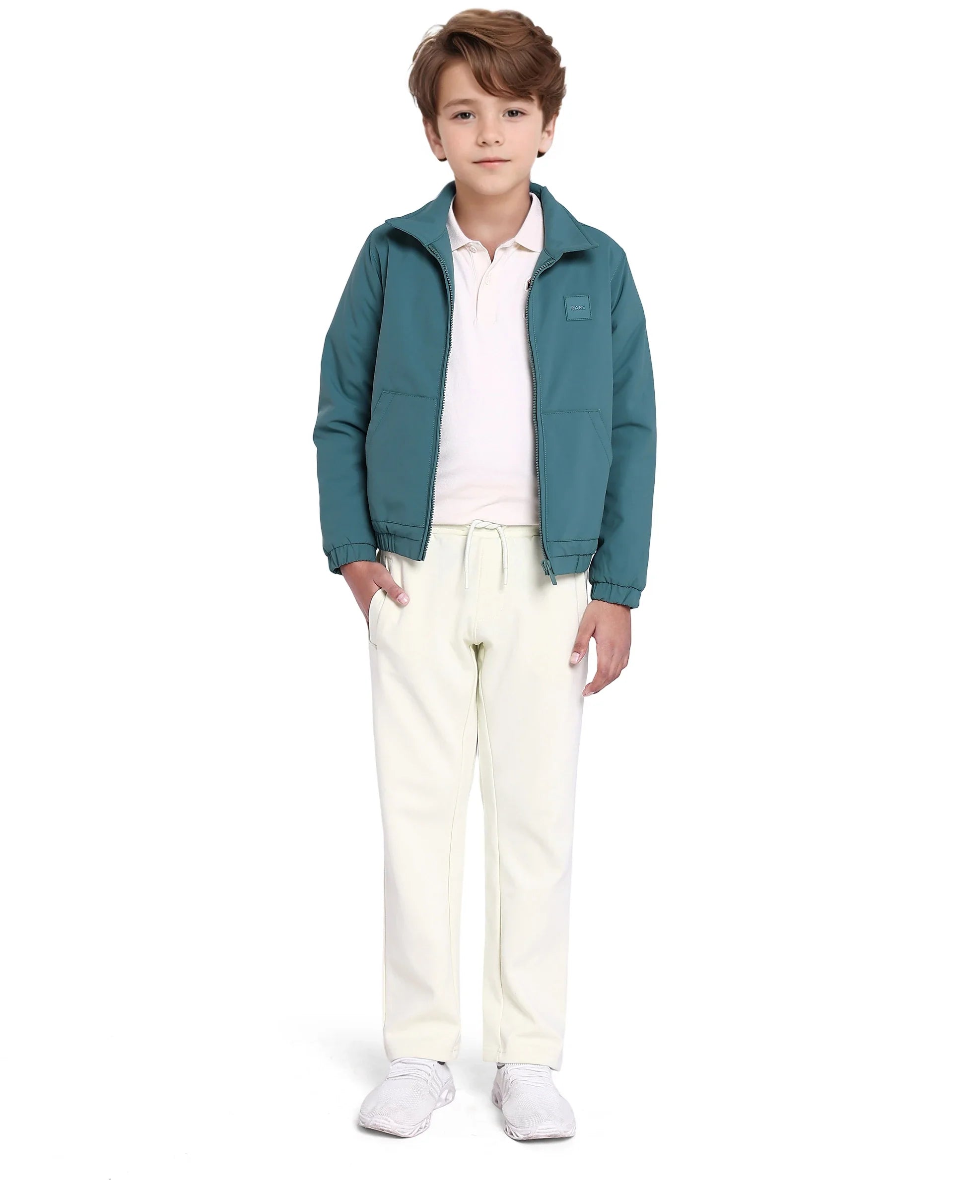 Rare Ones Kids Roston Green Polyester Full Sleeve Solid Jacket