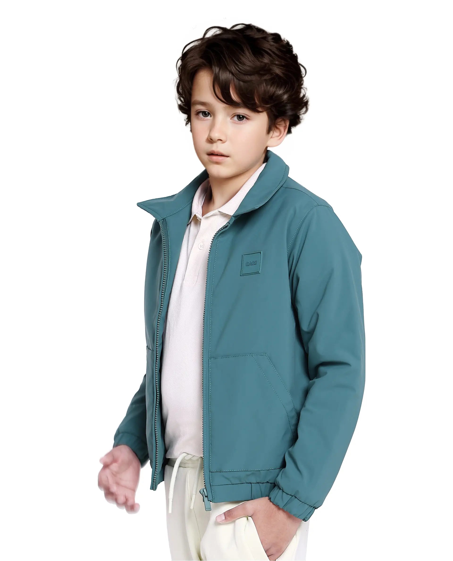 Rare Ones Kids Roston Green Polyester Full Sleeve Solid Jacket