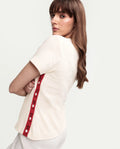 Rareism Women's Prel White Cotton Blend Crew Neck Plain Relaxed Fit T-Shirt