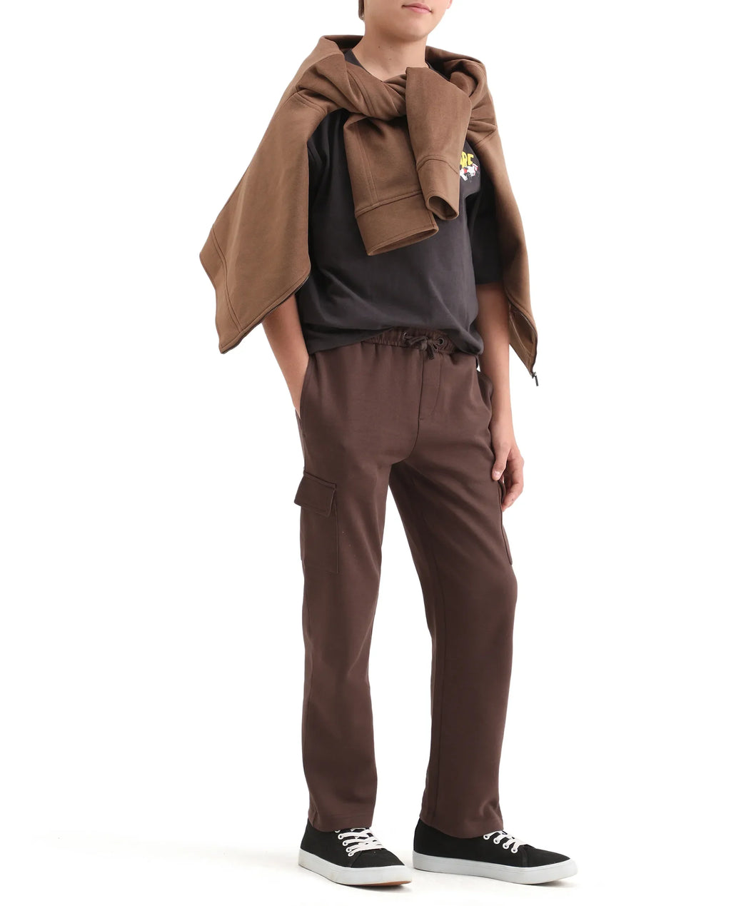 Rare Ones Kids Nitro-B Brown Cotton Blend Plain Regular Fit Trackpant