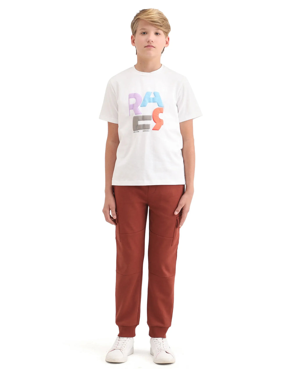 Rare Ones Kids Sym-B Rust Cotton Blend Plain Jogger Fit Trackpant